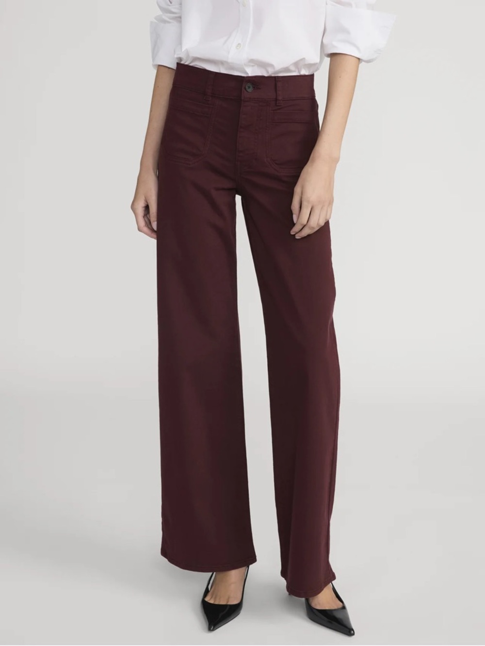 Frame Denim High-Rise Le Slim Palazzo Modernist Pocket Jeans in Cabernet